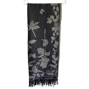 Floral Patterned Scarf with Fringe